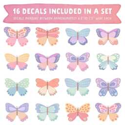 Butterfly Wall Decals - Kids Room Stickers, Girl Nursery Decor, Reusable & Removable Art - thumbnail 2