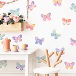 Butterfly Wall Decals - Kids Room Stickers, Girl Nursery Decor, Reusable & Removable Art - thumbnail 1