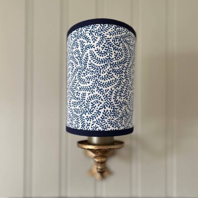 Soane Coral Blue - Handmade, Candle Clip Half Shield Lampshade For Wall Lights - image 1
