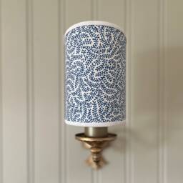 Soane Coral Blue - Handmade, Candle Clip Half Shield Lampshade For Wall Lights - thumbnail 2