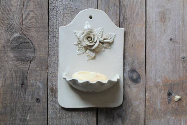Dish Soap With Rose Wall Mounted - Sand Glaze Stoneware - Gr??s - image 1