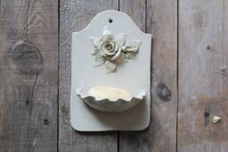 Dish Soap With Rose Wall Mounted - Sand Glaze Stoneware - Gr??s