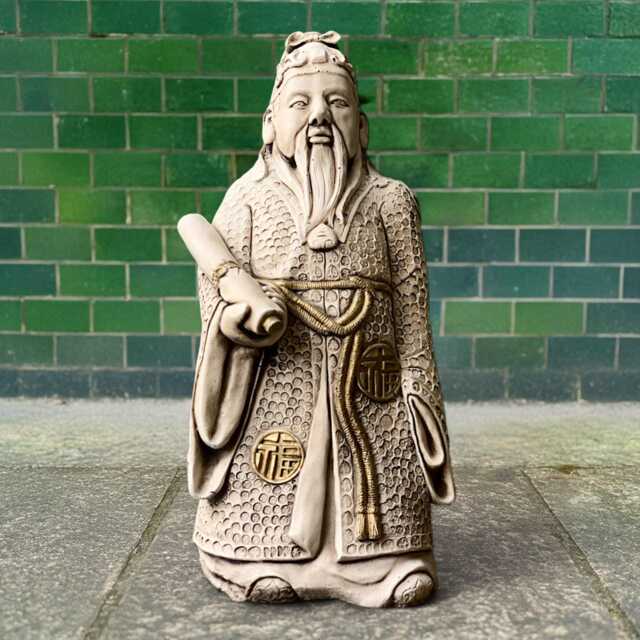 Concrete Chinese Emperor Statue Feng Shui Zen Garden Ornament Handmade Cement Sculpture Stone Imperial Asian Decor Outdoor Yard Art Gift - image 1