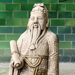 Concrete Chinese Emperor Statue Feng Shui Zen Garden Ornament Handmade Cement Sculpture Stone Imperial Asian Decor Outdoor Yard Art Gift - thumbnail 2