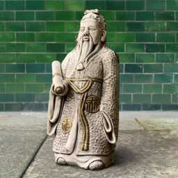 Concrete Chinese Emperor Statue Feng Shui Zen Garden Ornament Handmade Cement Sculpture Stone Imperial Asian Decor Outdoor Yard Art Gift - thumbnail 3