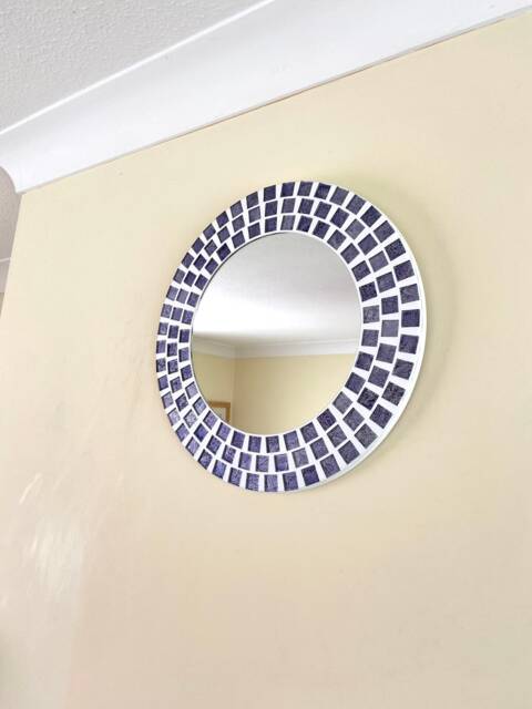 Neptune Blue Round Mosaic Mirror - image 1