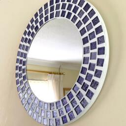 Neptune Blue Round Mosaic Mirror - thumbnail 4