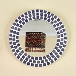 Neptune Blue Round Mosaic Mirror - thumbnail 2