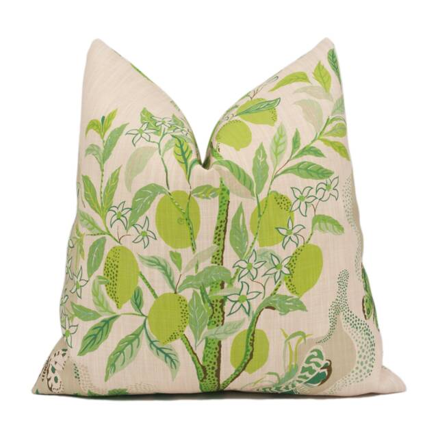 Schumacher - Citrus Garden Leaf Whimsical Fruit Trees Designer Cushion Cover Handmade Throw Pillow Luxury D??cor - image 1