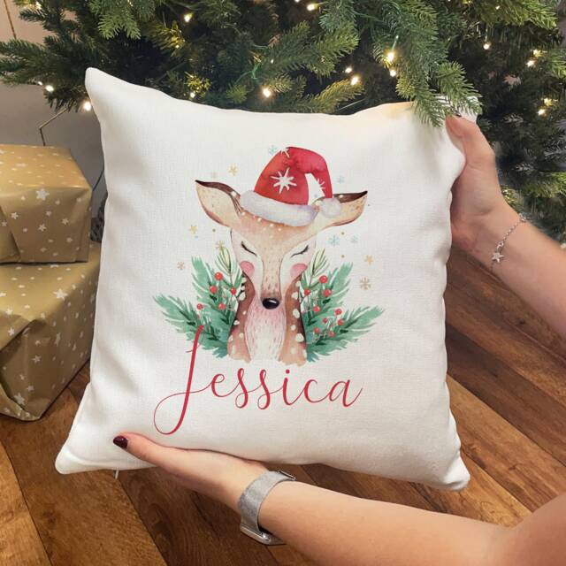 Personalised Christmas Family Cushion - Decorations Reindeer Stocking Filler