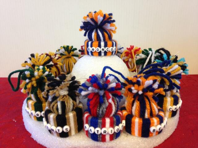 Nfl Team Beanie Hat Ornament, Personalized Yarn Holiday Decoration - image 1