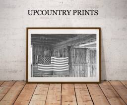 American Flag Barn Art Print Vintage Farmhouse Decor - Digital Download - thumbnail 1