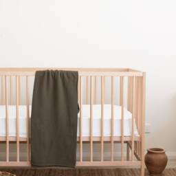 Olive Organic Muslin Baby Swaddle Blanket Lightweight Cotton Wrap - thumbnail 2