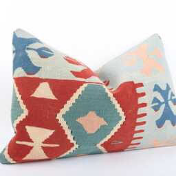Turkish Kilim Pillow Cover - 16x24 Handwoven Bohemian Sofa - thumbnail 3