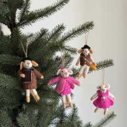 Felt Mice Lady Christmas Ornament, Biodegradable Ornaments, Tree Hanging Decorations, Family - thumbnail 2