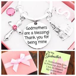 Godmother Gift, Godmothers Are A Blessing Thank You For Being Mine, Godfather Pink Or Blue, Personalised Initial, Gift Boxed & Card