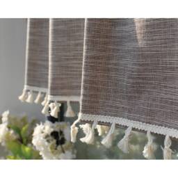 Brown Linen Tassel Cafe Curtain Window Valance/Window Treatment/Kitchen/Kids Nursery/Bedroom Drape/Shower Panel-4 Colors, Free Gift - thumbnail 3