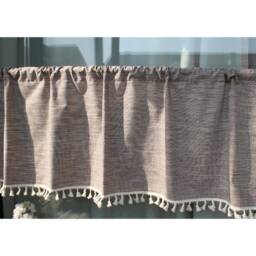 Brown Linen Tassel Cafe Curtain Window Valance/Window Treatment/Kitchen/Kids Nursery/Bedroom Drape/Shower Panel-4 Colors, Free Gift - thumbnail 2
