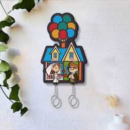 Personalized Couple Wedding Keychain Holder, Engraved Up House Keychain, Customized Husband & Wife Key, Anniversary Gift
