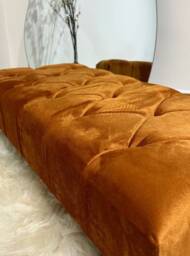 Burnt Orange Velvet Ottoman, UK Made Footstool, Coffee Table - thumbnail 3