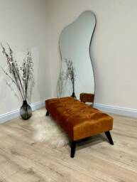 Burnt Orange Velvet Ottoman, UK Made Footstool, Coffee Table - thumbnail 2