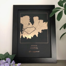 Custom Map Print, Personalised Foil Location Wall Art, Gold Silver Rose Copper Metallic Anniversary, Wedding, New Home Gift - thumbnail 1