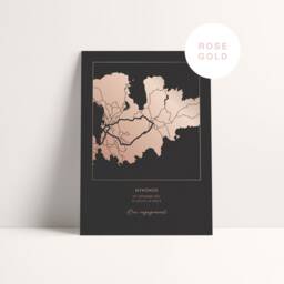 Custom Map Print, Personalised Foil Location Wall Art, Gold Silver Rose Copper Metallic Anniversary, Wedding, New Home Gift - thumbnail 3