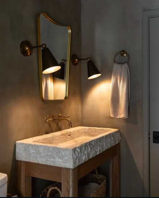 Hand Carved Travertine Sink Rough Chiseled Wall Mount Vanity - image 1
