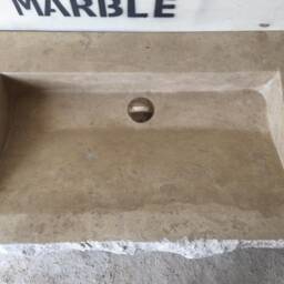 Hand Carved Travertine Sink Rough Chiseled Wall Mount Vanity - thumbnail 3