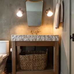 Hand Carved Travertine Sink Rough Chiseled Wall Mount Vanity - thumbnail 2