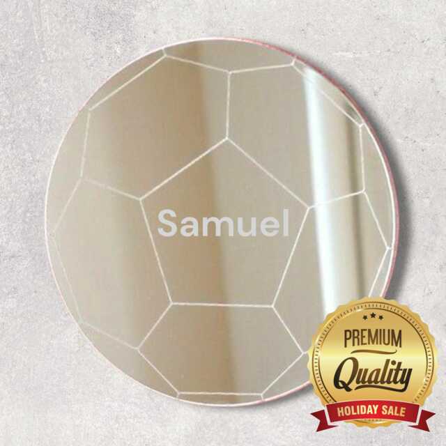 Personalized Football Acrylic Mirror Wall Art Engraved Soccer Gift - image 1