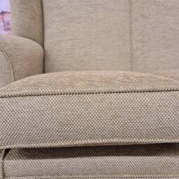 Wingback Queen Anne Sofa Golden Brown Basketweave, Brass Castor Legs - thumbnail 4