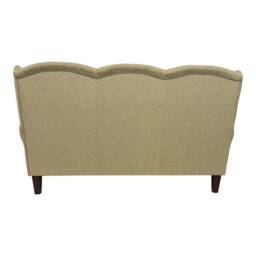 Wingback Queen Anne Sofa Golden Brown Basketweave, Brass Castor Legs - thumbnail 2