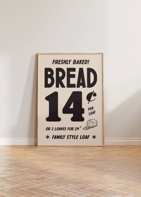Kitchen Print, Retro Poster, Vintage Food 1950S Bread Advertisement Wall Art, Prints, Advert Dining Room - image 1