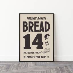 Kitchen Print, Retro Poster, Vintage Food 1950S Bread Advertisement Wall Art, Prints, Advert Dining Room - thumbnail 3