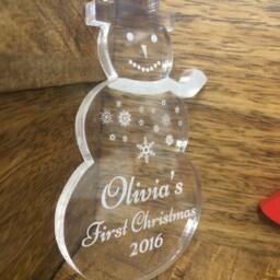 Personalised Snowman Childrens Tree Bauble Decoration -Perfect Christmas Gift For Children - Celebrate Baby 1st - thumbnail 3