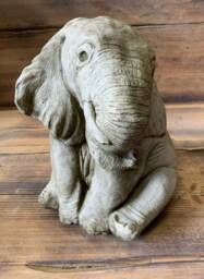 stone Garden Cute Sitting Baby Elephant Gift Ornament - thumbnail 1