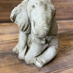 stone Garden Cute Sitting Baby Elephant Gift Ornament - thumbnail 3