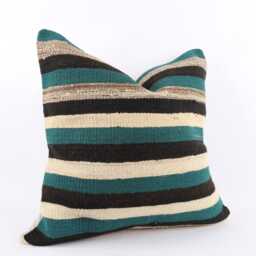 Handwoven Turkish Kilim Pillow Cover 24'' Wool Throw - thumbnail 2