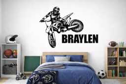 Dirt Bike Name Wall Decal - Motocross Art Personalized Boys Room Decor 4276 - thumbnail 1