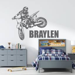 Dirt Bike Name Wall Decal - Motocross Art Personalized Boys Room Decor 4276 - thumbnail 3