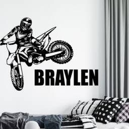 Dirt Bike Name Wall Decal - Motocross Art Personalized Boys Room Decor 4276 - thumbnail 2