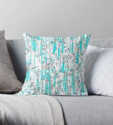 Random, Modern Pillow Or Cover, Blue Turquoise White, Home Decor, Geometric Decorative Throw Digital Art, Spring Decor