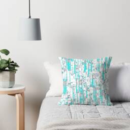 Random, Modern Pillow Or Cover, Blue Turquoise White, Home Decor, Geometric Decorative Throw Digital Art, Spring Decor - thumbnail 2