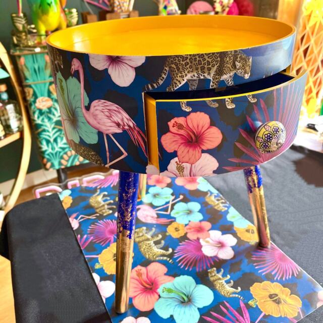 Round Colourful Wooden Nightstand With Drawer. Ideal Side Table Or Bedside Table. Completely Personalised, Any Colour Available - image 1