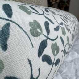 "Dainty Floral Design Cushion, Cotton Pillow For Sofa Or Bed, Blue Green Cushion 16"" X 6" - thumbnail 3