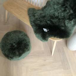 Forest Green Sheepskin Rug, Dark , Botanical Theme, Industrial Style Interior. Genuine Sheepskin. Dark Furry - thumbnail 3