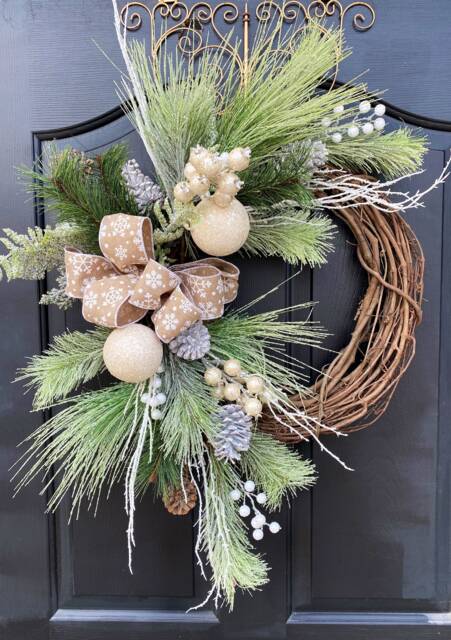 Winter Wreath, Wreath For Front Door, Christmas Door Grapevine Wreaths, Pottery Barn Inspired - image 1