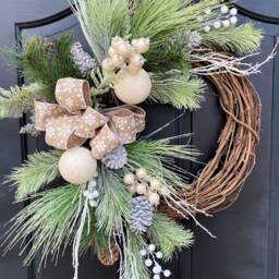 Winter Wreath, Wreath For Front Door, Christmas Door Grapevine Wreaths, Pottery Barn Inspired - thumbnail 3