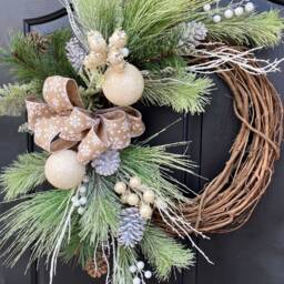 Winter Wreath, Wreath For Front Door, Christmas Door Grapevine Wreaths, Pottery Barn Inspired - thumbnail 2